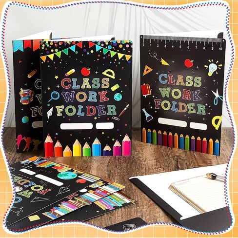 Yeaqee 32 Pcs Classwork Folders Homework Folders for Students Classwork Pocket Folders Portfolio Folder Homework Organizer for Classroom Home School Teachers Gifts Educational Supplies in Saudi Arabia