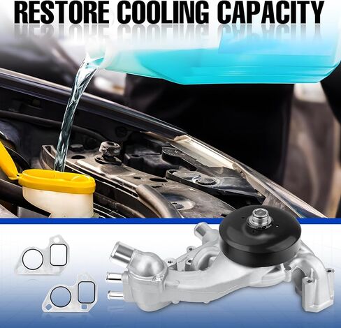 Professional AW6009 Water Pump Kit with Thermostat Gasket Fits For Chevy Silverado Tahoe Suburban Trailblazer Express, GMC Sierra Yukon, Buick, Cadillac, Hummer, Isuzu,4.8L/5.3L/6.0L/6.2L V8 Engine in Kuwait