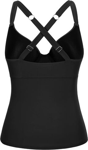 ملابس سباحة نسائية من Firpearl ملابس سباحة تانكيني علوية ملفوفة ورقبة على شكل حرف V مكشكشة ومكشكشة للتحكم في البطن ملابس سباحة علوية فقط in Kuwait