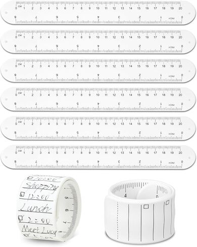 6 Pcs Silicone Memo Wrist Bands Reusable Wearable Memo Wristband Erasable Writable Waterproof to Do List Slap Bracelets Wristband with Ruler for Work Daily Planner Task, White in Saudi Arabia