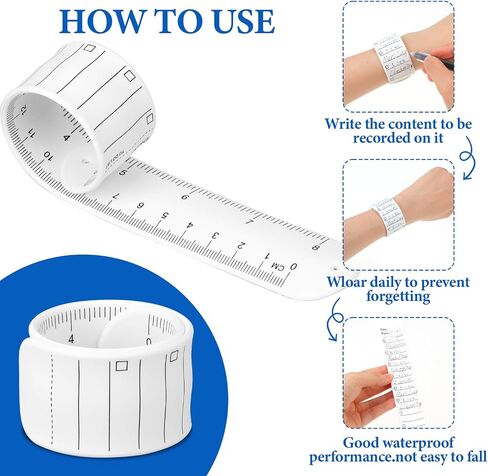 6 Pcs Silicone Memo Wrist Bands Reusable Wearable Memo Wristband Erasable Writable Waterproof to Do List Slap Bracelets Wristband with Ruler for Work Daily Planner Task, White in Saudi Arabia