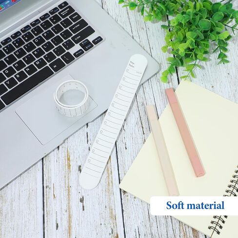 6 Pcs Silicone Memo Wrist Bands Reusable Wearable Memo Wristband Erasable Writable Waterproof to Do List Slap Bracelets Wristband with Ruler for Work Daily Planner Task, White in Saudi Arabia