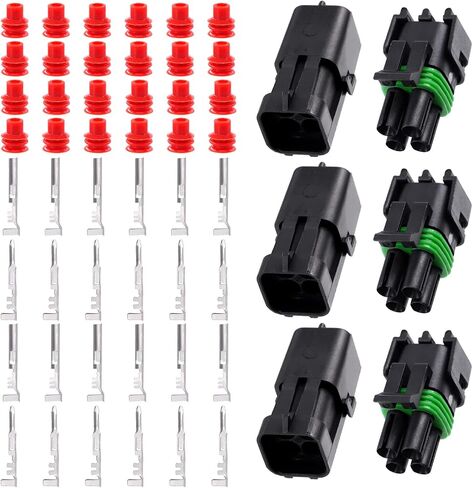 Swpeet 54Pcs 4Pin Male & Female Pin Waterproof Automotive Electrical Wire Connectors Terminals Plug with Rubber Cable Seal Assortment Kit, 22-14AWG Wire Harness Spark Plug Terminals Plug in Saudi Arabia