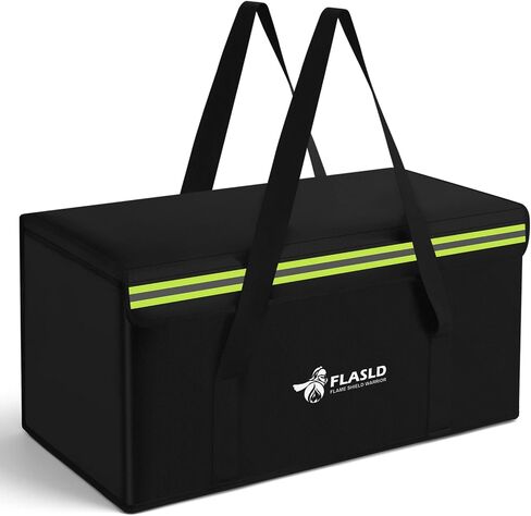 FLASLD Fireproof Document & Money Bags, Large Fireproof & Water Resistant Bag, Fireproof Folder Safe Bag for Cash, Valuables & Passport, with Silicone Coating & Zipper Closure (Storage Bag-24x12x12") in Saudi Arabia