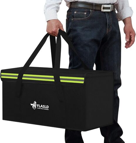 FLASLD Fireproof Document & Money Bags, Large Fireproof & Water Resistant Bag, Fireproof Folder Safe Bag for Cash, Valuables & Passport, with Silicone Coating & Zipper Closure (Storage Bag-24x12x12") in Saudi Arabia