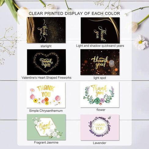 (48 حزمة) مجموعة بطاقات شكر مع مظاريف، ملصق ملاحظات شكر، هدية تهنئة، بطاقة عيد ميلاد، حفل زفاف، خطوبة، عيد ميلاد، عمل، تخرج، جنازة in Kuwait