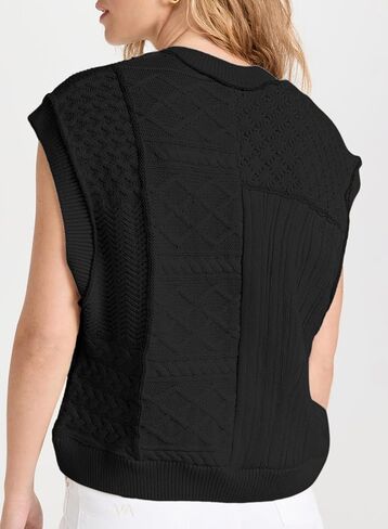 EVALESS Womens Cap Sleeve Sweater Vest Crewneck Loose Fit Knit Lightweight Crochet Knit Pullover Tops in Saudi Arabia