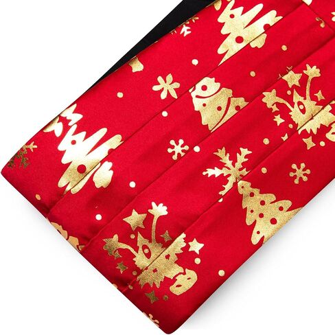 YOHOWA Men Christmas Cummerbund Bow Tie Set Pre-Tied Bowties Pocket Square Cufflinks Formal Party Texdo Xmas Vacation Holiday in Saudi Arabia