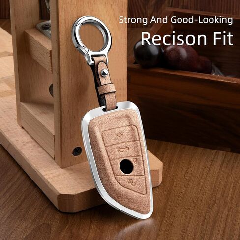 Leather Key Fob Cover, Key Fob Shell, Car Key Chain Compatible with BMW X1 X3 X5 X6 1 2 3 5 8 Serise in Saudi Arabia
