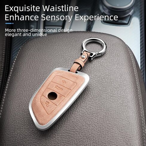 Leather Key Fob Cover, Key Fob Shell, Car Key Chain Compatible with BMW X1 X3 X5 X6 1 2 3 5 8 Serise in Saudi Arabia