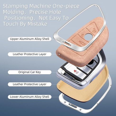 Leather Key Fob Cover, Key Fob Shell, Car Key Chain Compatible with BMW X1 X3 X5 X6 1 2 3 5 8 Serise in Saudi Arabia