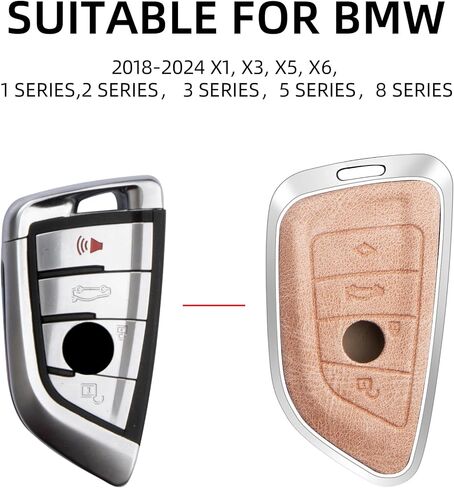 Leather Key Fob Cover, Key Fob Shell, Car Key Chain Compatible with BMW X1 X3 X5 X6 1 2 3 5 8 Serise in Saudi Arabia