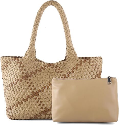 Woven Tote Bag Womens Purse Vegan Leather Shoulder Handbags Fashion Summer Beach Tote Bags Large Travel Totes in Saudi Arabia