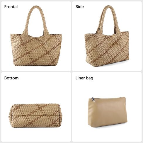 Woven Tote Bag Womens Purse Vegan Leather Shoulder Handbags Fashion Summer Beach Tote Bags Large Travel Totes in Saudi Arabia