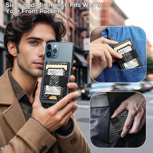 Wallet for Men - 2-in-1 Slim Wallet for Magsafe Wallet with Pop Up Card Holder, RFID Blocking, Minimalist Magnetic Phone Wallet for iPhone 15/14/13/12 Series in Saudi Arabia