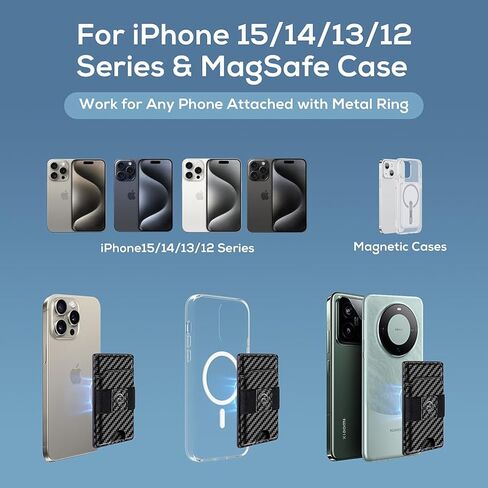 Wallet for Men - 2-in-1 Slim Wallet for Magsafe Wallet with Pop Up Card Holder, RFID Blocking, Minimalist Magnetic Phone Wallet for iPhone 15/14/13/12 Series in Saudi Arabia