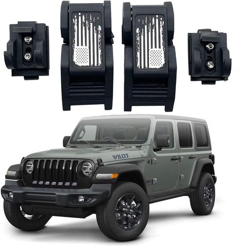 Fit for Jeep Wrangler Hood Latches - Adjustable Hood Lock Catches Kit Compatible with Jeep Wrangler JK JL 2007-2023 and Jeep Gladiator JT 2020-2024, Secure and Stylish Hood Latch (Black) in Kuwait