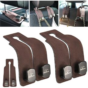 Car Seat Headrest Hook,Purse Hook for Universal Vehicle,Bag Holder Hook for Car,Handbag Suede Purse Coat Fit for Car Accessories Brown