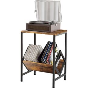 Record Player Stand with Vinyl Storage - Elegant Turntable Stand with Album Storage - Record Player Shelf Cabinet Holder Up to 80 Lp
