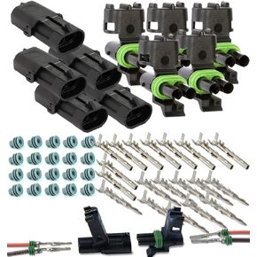 5 Completed Set (2 Circuits) Weatherpack, Waterproof, Terminal Kit 14, 16 AWG
