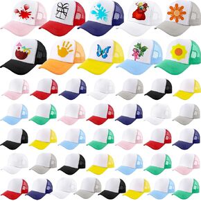 50 Pcs Mesh Baseball Hat Sublimation Trucker Caps DIY Blank Trucker Hats for Adults Outdoor Sports Summer