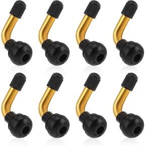 8 PCS Tire Valve Stem 90 Degree Angled Tubeless Tire Valve Stem Wheel Valve Stems Brass Snap-in Metal Valve Stems Rubber Base for ATV Motorcycle Tubeless Tire Rim Go Karts