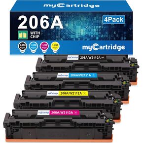 206A Toner Cartridges 4 Pack (with Chip) Compatible Replacement for HP 206A 206X for Color Laserjet Pro MFP M283fdw M283cdw M283fdn M282mw Pro M255dw M255nw M283 M255 Printer High Yield (BCMY, 4-Pack)