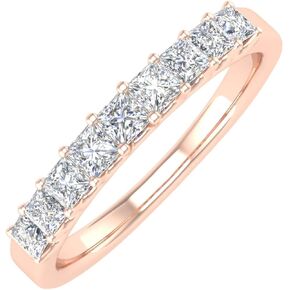 1/2 Carat Princess Cut Diamond Wedding Band Ring in 14K Gold (I1-I2 Clarity)