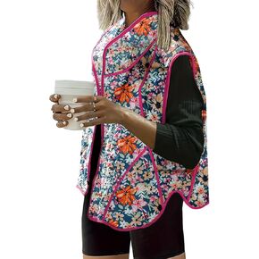 Dokotoo Women's Quilted Vest Lightweight Button Down Cropped Puffer Vest Winter Padded Gilet Jacket with Pockets