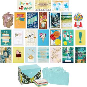 Hallmark Pack of 24 Handmade Assorted Boxed Greeting Cards, Modern Greenery—Birthday Cards, Baby Shower Cards, Wedding Cards, Sympathy Cards, Thinking of You Cards, Thank You Cards