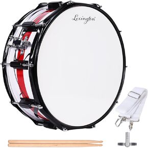 Lexington SD403S Snare Drum Set Student Steel Shell 14 X 5.5 Inches with 10 Lugs, Includes Drum Key, Drumsticks and Strap, Black Nickel in Saudi Arabia