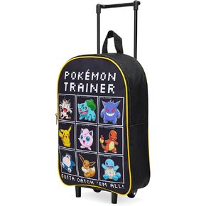 Pokemon Kids Foldable Trolley Suitcase 15", 10.5 Litres 2 Wheels Black (Black Aop)
