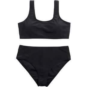SOLY HUX Girl's Classic Bikini Set Beachwear Sleeveless High Waist Bathing Suits 2 Piece Swimsuits Solid Black 14 Years in Saudi Arabia