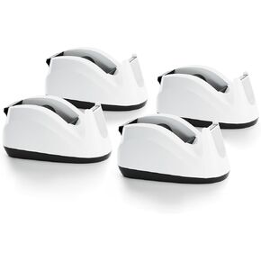 Heavy Base Nonskid Desk Tape Dispenser One-Hand Dispensing, White, 2 Pack