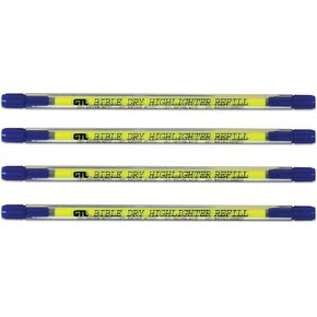 G.T. Luscombe Bible Dry Refill, Colorful Highlighter, No Bleed Through, Study, Journaling, Planner, Organizer, Supplies and Accessory, Pack of 4, Yellow