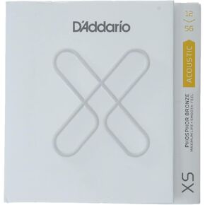 D'Addario Guitar Strings - XS Phosphor Bronze Coated Acoustic Guitar Strings - XSAPB1256 - Maximum Life with Smooth Feel & Exceptional Tone - For 6 String Guitars - 12-56 Light Top/Medium Bottom