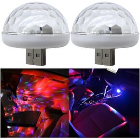 2PCS USB LED Car Interior Atmosphere Lamp, 5V RGB Portable Plug-in USB Vehicle Ambient Decor Interface Light, Mini Auto Night Smart Lighting Fit, Universal for Car, Home, Party