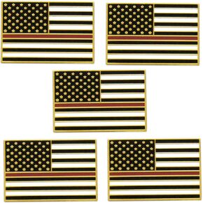 5-Piece Thin Red Line Flag & Fire Fighter Lapel or Hat Pin & Tie Tack Set with Clutch Back by Novel Merk