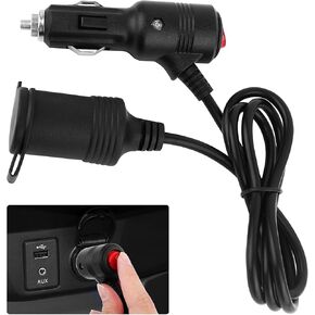 3Ft Car Cigarette Lighter Extension Cord with On Off Switch & Dust Cap,12V Cigarette Lighter Socket with 18AWG Extension Cable & 15A Fuse,Cigarette Lighter Plug Fit for Air Compressor