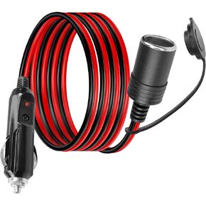 12V Cigarette Lighter Extension Cord YACSEJAO 6.6FT/2M 16AWG Car Cigarette Lighter Male to Female Socket Cable with 15A Fuse for Tire Pump, Air Compressor, Cleaner, Air Compressor Pump
