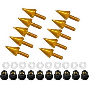 POCREATION Wind Screen, Windshield Wind Screen Spike M5 Screws Nuts Motorcycle Modification Accessories for Motorcycle Bikes Scooters (Gold)