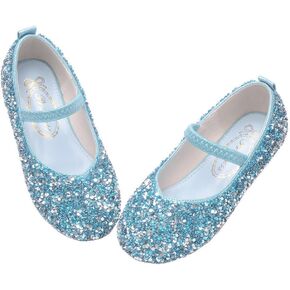 Girls Classic Slip on Mary Jane Ballet Flats Glitter Wedding Party Bridesmaids Flower Girl Princess Dress Shoes for Kid Toddler