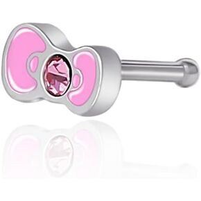 Hello Kitty Nose Rings 20g Stainless Steel Kawaii Cute 316L Straight Bone Nose Stud Officially Licensed Sanrio