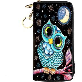 The Skull and Rose Leather Zip Around Wallet Large Capacity Credit Card Long Purse Clutch with Zipper for Women Men
