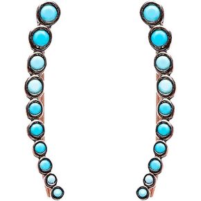 Ear Climber Crawler Cuff Earrings Turquoise Rose Gold Plated