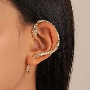 Punk Large Snake Earrings Vintage Serpent Ear Cuff Earrings Gold Snake Wrap Earrings Gothic Cz Studs Earrings Jewelry for Women and Girls