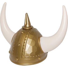 Nicky Bigs Novelties Adult Medieval Viking Helmet with Horns - Plastic Norse Barbarian Warrior Hat
