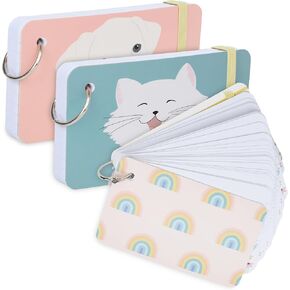 Index Cards 3x5 Inch Ruled Index Card with Ring, Note Taking Ruled Paper for Journaling, Recipe, Flash Cards | Ring Index Card, Elastic Band, Hard Cover, Elegant Designs, 75 Cards - 3 Pack (Style B)
