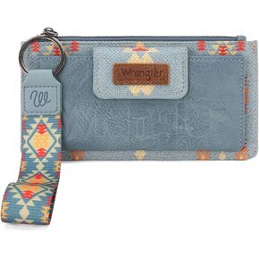 Wrangler Wallet Purse for Women Aztec Clutch Wristlet Wallet with Boho Credit Card Holder