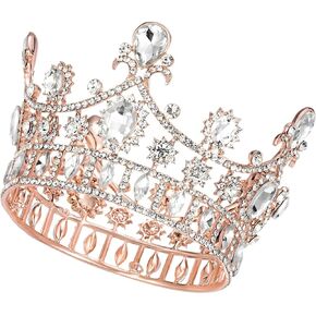 SWEETV Queen Crown for Women, Wedding Crown, Brithday Crown Cake Topper, Costume Party Halloween Accessories